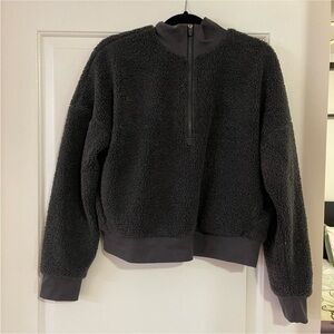 Fabletics Women’s 1/2 Zip Crop Grey Sherpa - Size M
